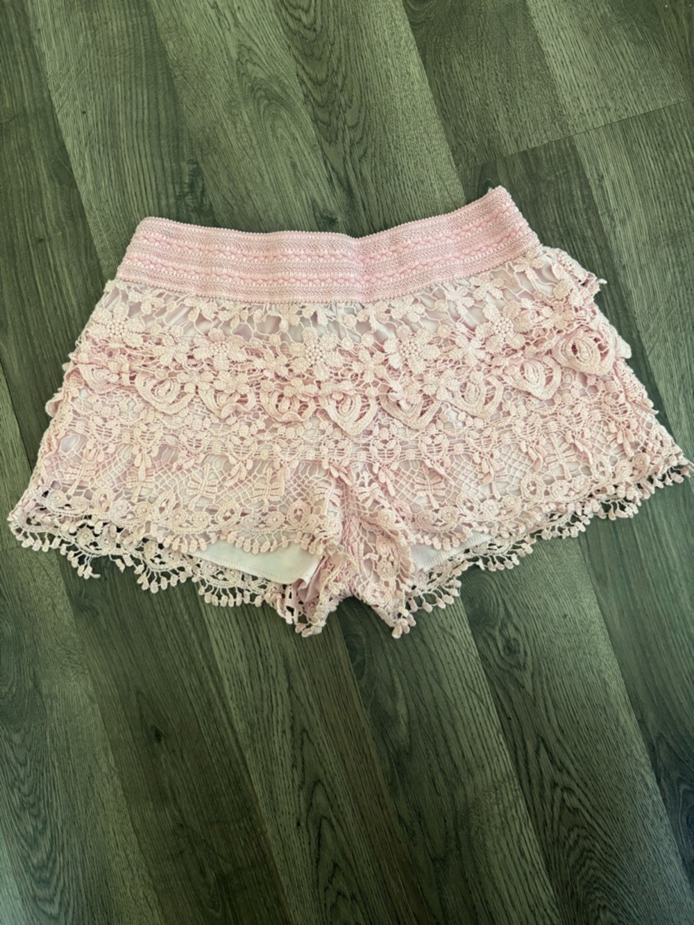 Almost Famous Pink Crochet Lace Skort Shorts